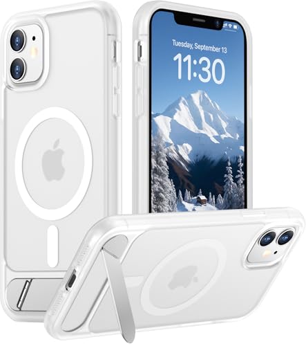 Magnetic Compatible with iPhone 11 Phone Case, [Built-in Invisible Kickstand][Compatible with MagSafe] [Military Grade Shockproof] Slim Translucent Matte Phone Case for iPhone 11 6.1" - color: Clear Matte, size: For Iphone 11