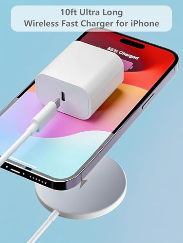 [Apple MFi Certified] Magnetic Wireless Charger Mag Safe for iPhone 17-12 - color: White, size: 10-ft 20W x2