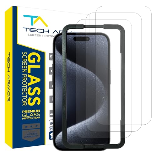 Tech Armor Screen Protector for iPhone 15 Pro Max, Ballistic Glass, 3-Pack - size: iPhone 15 Pro Max-6.7 Inch