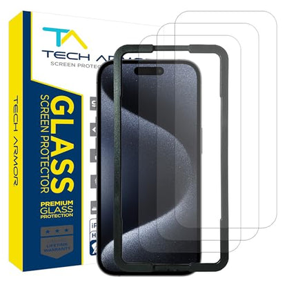 Tech Armor Screen Protector for iPhone 15 Pro Max, Ballistic Glass, 3-Pack - size: iPhone 15 Pro Max-6.7 Inch