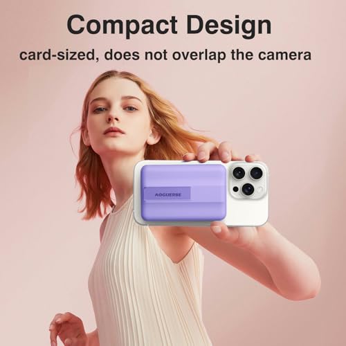 AOGUERBE for MagSafe Portable Charger, 10000mAh Magnetic Charger for iPhone - color: Light Purple