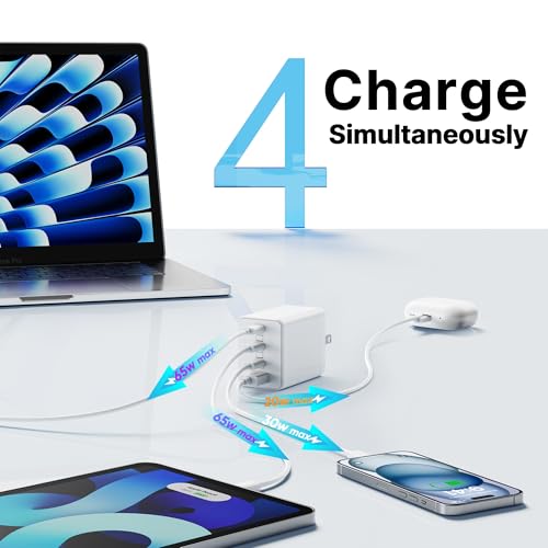 2 Pack 200W USB C Charger Block, Foldable GaN5 Super Fast Charger USB C - color: White, size: 2 Pack