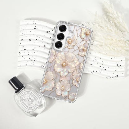 for Samsung Galaxy S24+/S25+ Magnetic Case【Compatible with MagSafe】 Aesthetic Oil Painting Stained Glass Flower Design, Slim Fit Hard PC Back Shockproof Cute Clear Phone Cover, Light Pink - color: Light Pink, size: Galaxy S25+/S24+