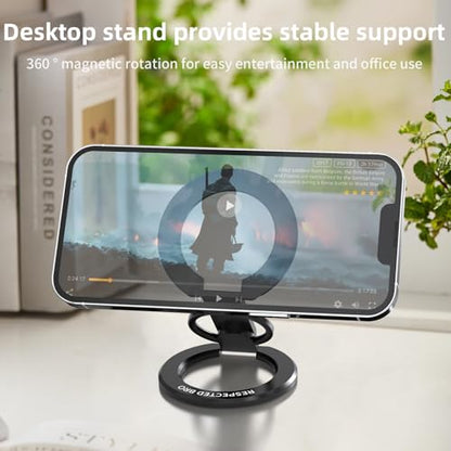 RESPECTED BRO-Magnetic-Phone-Ring-Holder with Dual Rings, Compatible with iPhone 17/16/15/14/13/12, Multifunctional Stand for Desk, Office, Gym, Kitchen & All Metal Surfaces, Finger Loop Grip (Black) - color: Black