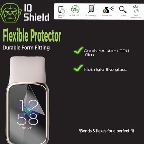 IQShield 6 Pack Screen Protector for Fitbit Luxe, Easy Install, Ultra Thin, Anti-Scratch, Anti-Bubble, Clear TPU Film - size: 0.75 INCH