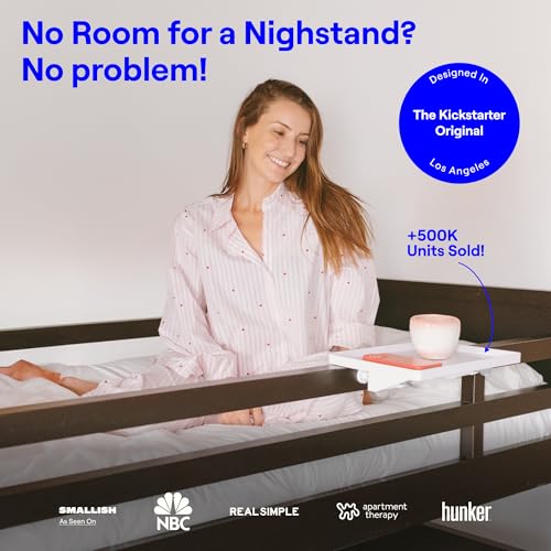 BedShelfie Bedside Shelf for Dorm Room - Cable Catch, White - color: White