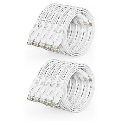 CableGeeker Cat 6 Flat Ethernet Cable 1.5ft 10Pack, 10Gbps, White - color: White-Flat, size: 1.5ft, style: 10 Pack