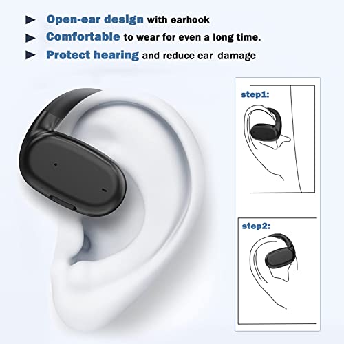 Xmenha Single Earbud Open Ear Air Bone Conduction Earbud One Ear Headphones Ear Buds Head Set Wireless Bluetooth Headset Earpiece for Cell Phone Ear Piece with Microphones