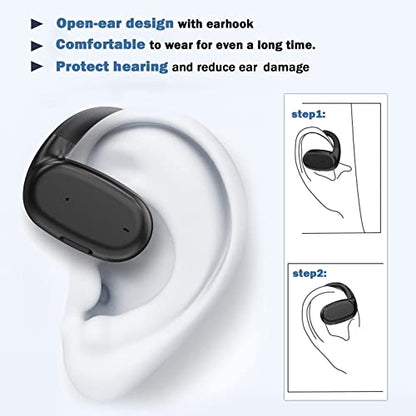 Xmenha Single Earbud Open Ear Air Bone Conduction Earbud One Ear Headphones Ear Buds Head Set Wireless Bluetooth Headset Earpiece for Cell Phone Ear Piece with Microphones