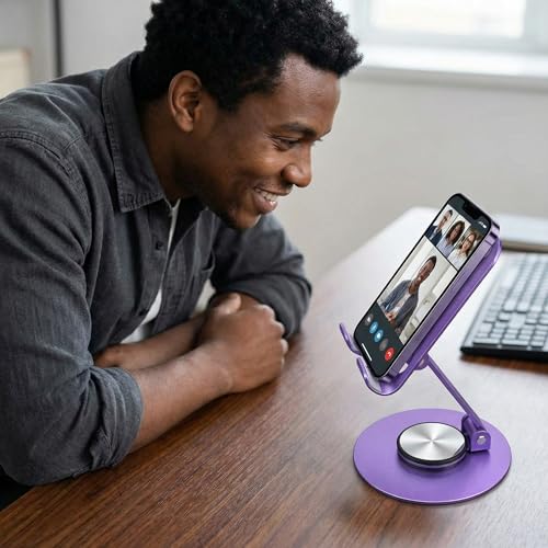 Universal Metal Cell Phone Stand, Multi-Angel Adjustable 360° Rotation Non-Slip Metal Phone Stents(Starry Sky Purple) - color: Starry Sky Purple