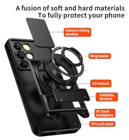 Compatible with ZTE Nubia Red Magic 10 Pro Case Cover,Compatible with ZTE Nubia Red Magic 10 Pro+ / 10S Pro NX789J with Slide Camera Cover Phone Stand Protective Case Black - color: Black, size: Compatible with ZTE Nubia Red Magic 10 Pro
