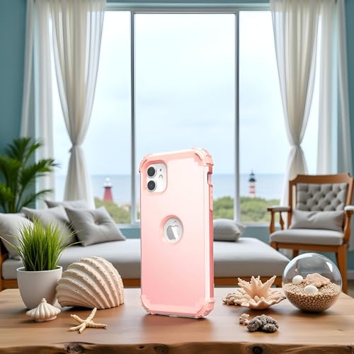 IDweel for iPhone 11 Case with Screen Protector(Tempered Glass), Hybrid 3 in 1 Shockproof Slim Fit Heavy Duty Protection Hard PC Cover Soft Silicone Bumper Full Body Case,Rose Gold - color: Rose Gold