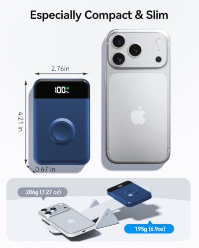 for Magsafe Portable Charger, 10000mAh USB-C 22.5W Power Bank, Navy - color: Navy