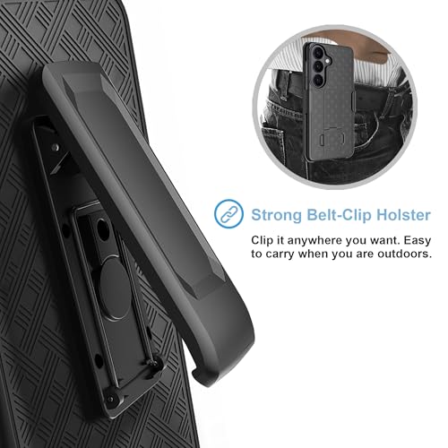 Fingic for Samsung Galaxy S26 Plus Case with Belt Clip Holster Kickstand | Slim Combo Shell with Swivel Holster Rugged Shockproof Antiscratch Full Body Protective for Galaxy S26 Plus 6.7" 2026, Black
