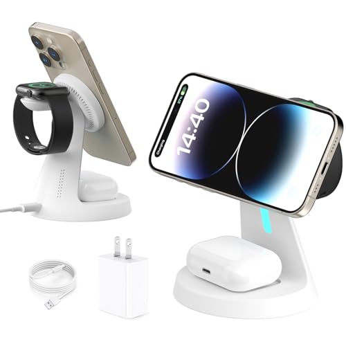 Wireless Charger for iPhone,3 in 1 Charging Station,15W Phone Charger Stand