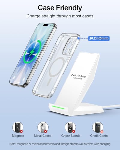 Wireless Phone Charger Stand for iPhone Samsung with 30W PD Adapter - color: White