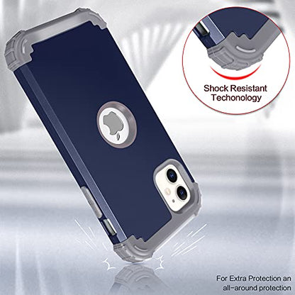 IDweel for iPhone 11 Case with Screen Protector(Tempered Glass), Hybrid 3 in 1 Shockproof Slim Fit Heavy Duty Protection Hard PC Cover Soft Silicone Bumper Full Body Case for iPhone 11 6.1 Inch, Blue - color: Blue