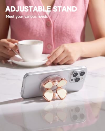 [2026 All-New] for MagSafe Clover Phone Grip, Glitter White - color: White Clover