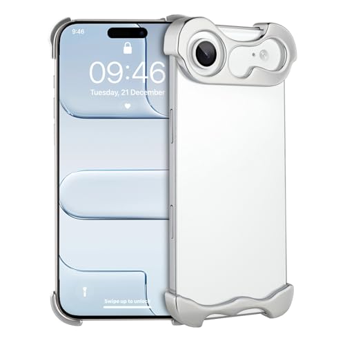 Frameless Phone Case Crafted for iPhone Air Silver | Compatible with Lens Camera Protection, Metal Minimalist Design, Extremely Highlighting Personality - color: Aluminum silver, size: iPhone Air