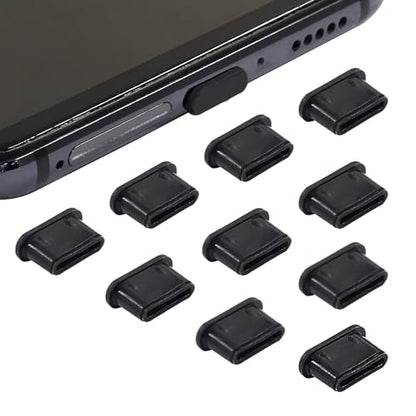 Jiozermi Silicone USB C Anti Dust Plugs, Black, 10Pcs - color: Black, size: 10 Pack