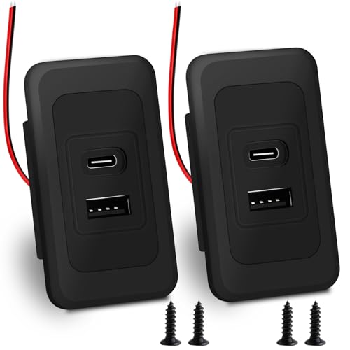 2 Pack RV USB Outlet 12V-24V Wall Mount, Dual USB Charger, USB-A & USB-C Output 5V 1.5A, Automotive USB Outlet Socket Adapter for RV Marine Boat Bus ATV Motorcycle Truck(Black) - color: Black