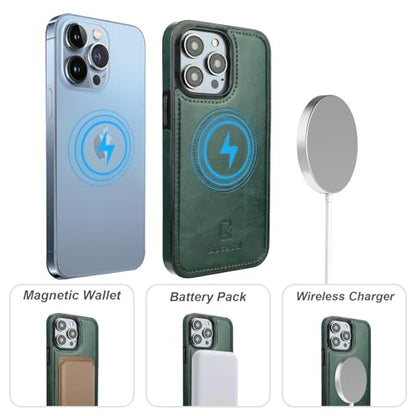 Bocasal for MagSafe Wallet Case Card Holder for iPhone 14 Pro Max Green - color: Green for MagSafe