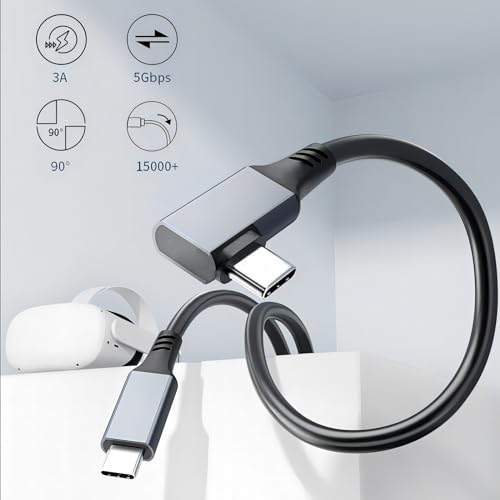 Right Angle USB C to USB C Link VR Cable 20FT, USB C 3.1 Cable