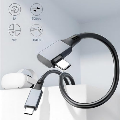 Right Angle USB C to USB C Link VR Cable 20FT, USB C 3.1 Cable