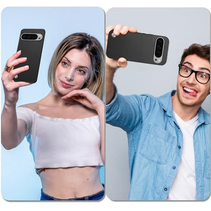Case for Google Pixel 9 / Google Pixel 9 Pro, Anti-Fingerprint Faux Leather Back + Soft TPU Shockproof Durable Edges, Anti-Scratch Slim Fit Camera Protective Cover Phone Case (Black) - color: Black, size: Google Pixel 9/9 Pro