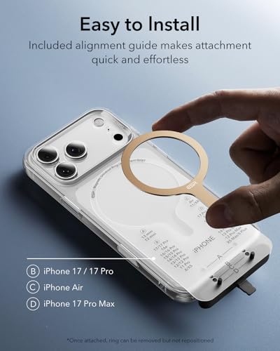 ESR for MagSafe Sticker, MagSafe Ring for iPhone 18 Pro Max/17-12 - color: Titanium