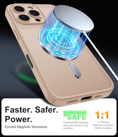 Magnetic Case for iPhone 16 Pro Case with Screen Protector+Wrist Strap | Compatible with MagSafe,Full Camera Protection,Slim Translucent Matte Phone Cover,Sand Pink - color: Sand Pink