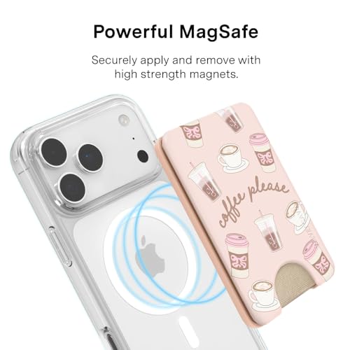 VELVET CAVIAR compatible with MagSafe Wallet 2.0 | Magnetic Card Holder Wallet for iPhone 17/16/15/14/13/12 or Phone Cases compatible with MagSafe | Coffee Please - color: Coffee Please