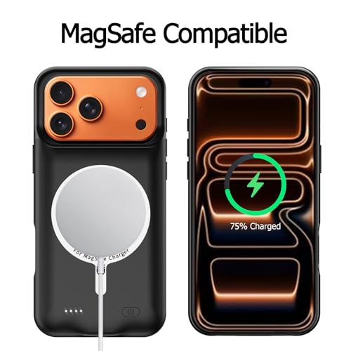 Battery Case for iPhone 17 Pro Max, [12000mAh] Slim Rechargeable Smart Extended Charging Case Compatible with iPhone 17 Pro Max (6.9 inch) Backup Power Battery Pack Charger Cover-Black - size: iPhone 17 Pro Max