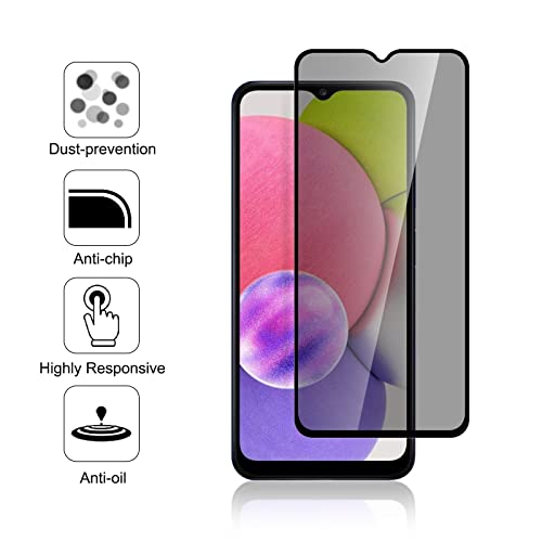 [2+2 Pack] Privacy Screen Protector for Samsung Galaxy A03S/A02S with Camera Lens Protector, Anti-Spy Screen Protector Tempered Glass 9H Hardness Compatible with Samsung Galaxy A03S/A02S 6.5-Inch (US - size: Samsung Galaxy A03S/A02S 6.5 inches