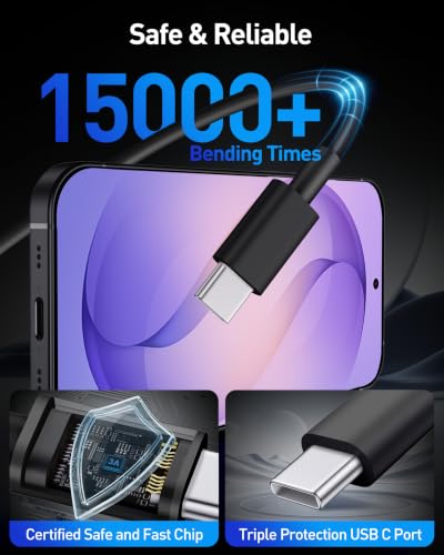 90W 4-Port USB C Super Fast Car Charger for Samsung Galaxy S26/S25/S24/S23 - color: Black