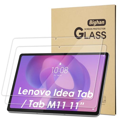 Bighan 2 Pack Screen Protector Compatible with Lenovo Idea Tab/Lenovo Tab M11 11", 9H Hardness Tempered Glass Film Clear Anti-Bubble Full Coverage foil