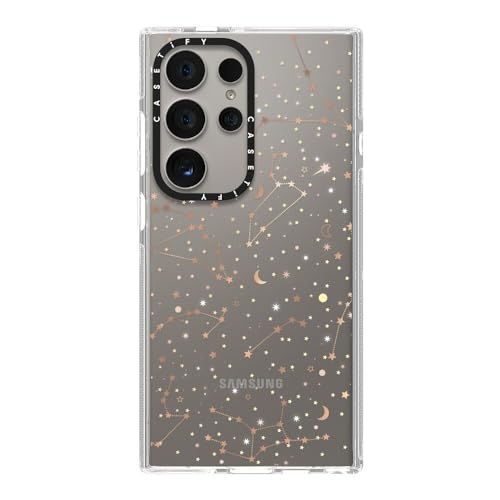 CASETiFY for Galaxy S24 Ultra Case - Impact Clear | Not Yellowing | 6.6 ft. Drop Protection | Space pattern on clear background/ gold stars and moon universe | Clear - color: Space pattern on clear background, size: Galaxy S24 Ultra
