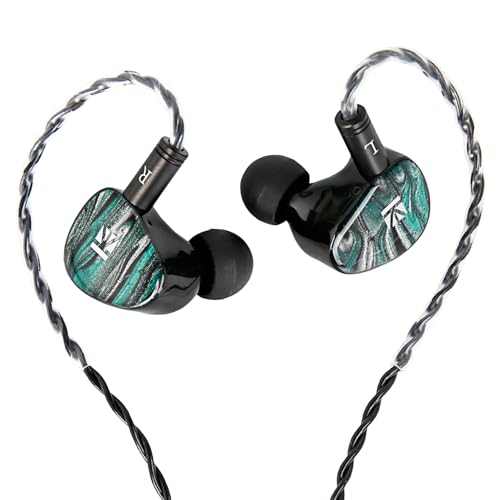 KBEAR Alkaid KB03 in Ear Monitor Headphones, Wired Gaming Earbuds 1DD 1BA 1Bone Conduction Hybrid IEM Earphones, Beryllium-Coated Dynamic, 3D Printed Resin Cavity in Ear Monitor for Musician, Green - color: Blue