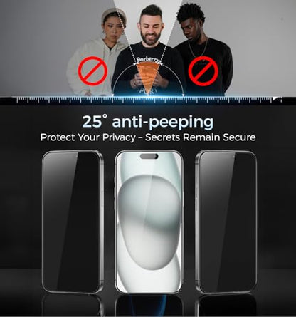 MAGIC JOHN Privacy 3rd Gen Upgraded for iPhone 15/16 Screen Protector - size: iPhone 16/15-6.1''
