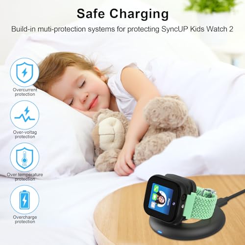 Foldable Magnetic Charging Dock Compatible for Sync UP Kids Watch 2 Charger - color: Black for SyncUP Watch 2