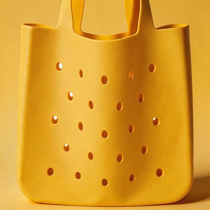 Silicone Beach Bag, Waterproof Large Tote Bag for Women, Charm Compatible Bag - color: Yellow