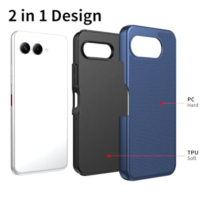 for T-Mobile REVVL 8 Phone Case with Tempered Glass Screen Protector,Dual Layer Heavy Duty Shockproof Protection Cover (Blue) - color: Blue