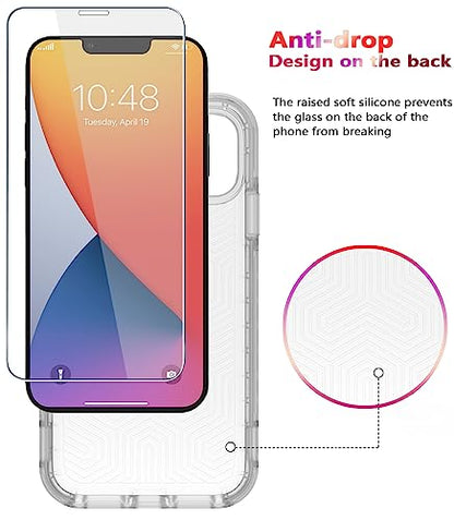 Diverbox for iPhone 11 Case [Shockproof] [Dropproof] [Tempered Glass Screen Protector],Heavy Duty Protection Phone Case Cover for Apple iPhone 11 (Translucent-2in1) - color: Clear-2in1