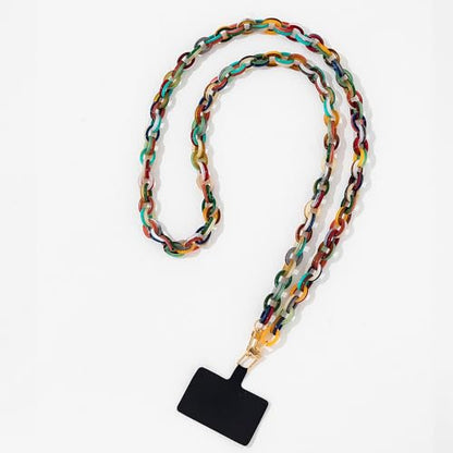 Phone Crossbody Chain CellPhone Lanyard, Acrylic Shouder Strap Universal Lanyard Chain with Tether Patches Compatible with Most Phones Bag Purse (multi-color - color: P