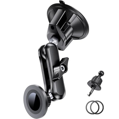 Magnetic Car Phone Holder [3-in-1] for Dashboard, Windshield & Vent, with Strong Suction Cup, Adjustable Metal Arm & 360° Rotation, Universal Phone Mount for All Cell Phones