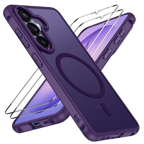 ivoler 3-in-1 Magnetic Case for Samsung Galaxy S26 5G 6.3'' with 2 Pack Screen Protector, [MagSafe Compatible] [Military Grade Drop Protection] Slim Translucent Shockproof Phone Cover- Dark Purple - color: Dark Purple, size: Samsung Galaxy S26 5G 6.3''