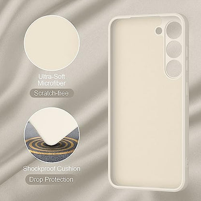 Vanjua Case for Samsung Galaxy S23 (Only), Stylish Liquid Silicone Slim Full-Body Protective Cover Compatible with Samsung Galaxy S23 5G 6.1 Inch Phone Case (White) - color: White