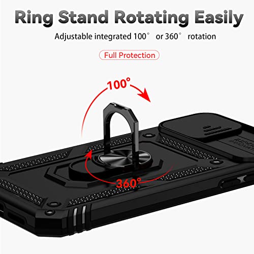 for iPhone 11 Case,with Screen Protectors and Camera Cover,[Military Grade] 16ft.Drop Tested Cover with Magnetic Kickstand Protective Case for iPhone 11 6.1 inch, Black - color: Black