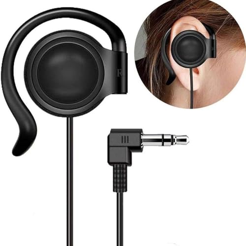 Single Ear Over-Ear Hook Earphone 3.5mm, Earbud Compatible with Tour Guide System, Interpretation Receivers, Keyboard Piano & TV Audio - Replacement Monitor Earpiece (No Mic)