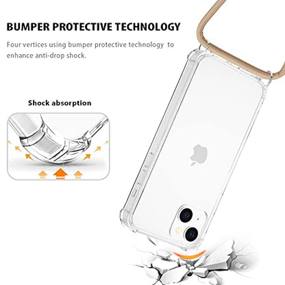 for iPhone 13 Mini Crossbody Case Clear Wearable Adjustable Shoulder Neck Lanyard Strap Cover Women Girls Soft Slim Protective Hanging Phone Mobile Case for iPhone 13 Mini - Beige - size: for iPhone 13 mini